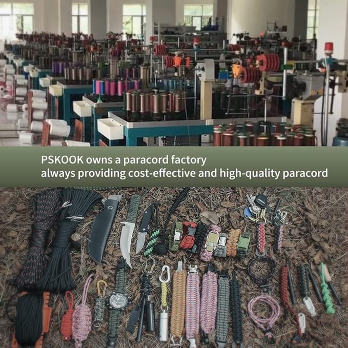 PSKOOK Survival Paracord Parachute Fire Cord Survival Ropes Red Tinder Cord PE - Image 6