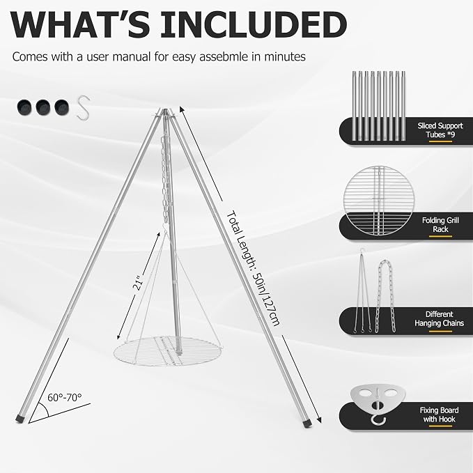 Stainless Steel Campfire Tripod - Image 2