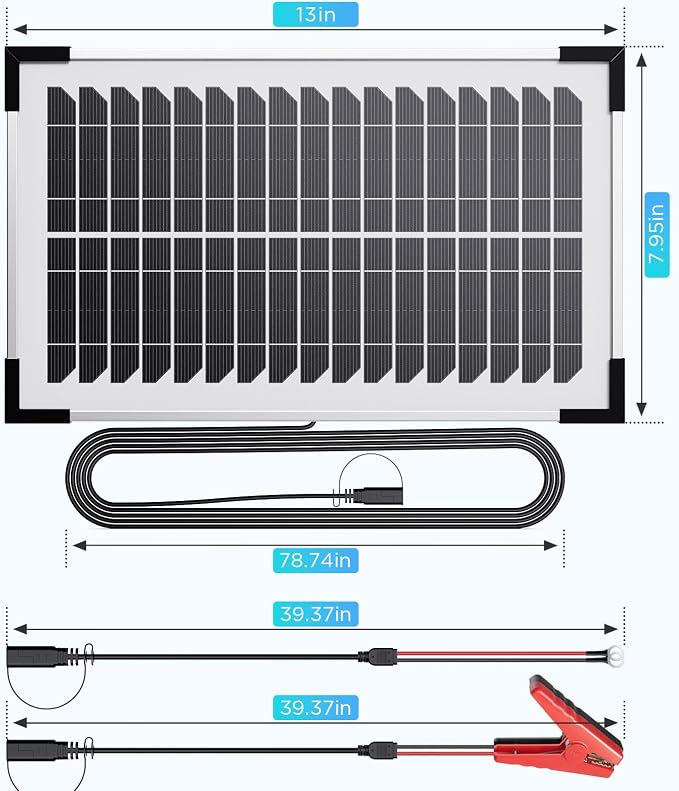 15W Solar Battery Maintainer, Low-Iron Tempered Glass Solar Panel - Image 7