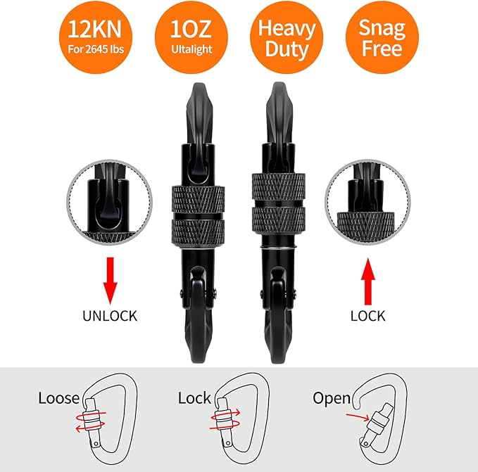 B-Mardi Carabiner Clips Heavy Duty 12kN-Lightweight Locking Carabiners - Image 3