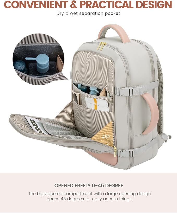 LOVEVOOK Travel Backpack For Women Flight Approved, 50L Large Carry On Backpack - Image 9