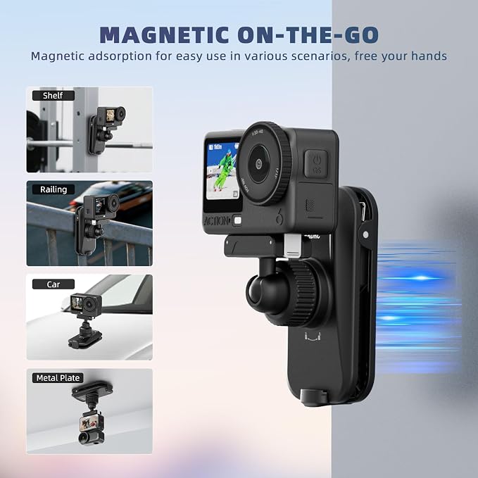 BRDRC Magnetic Backpack Mount for DJI Action 6 Nano, Quick Release Magnet Mount - Image 5