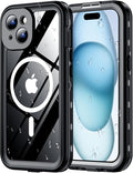 Red2Fire for iPhone 15 Case Waterproof, Phone Case 6.1" Black/Clear by Red2Fire