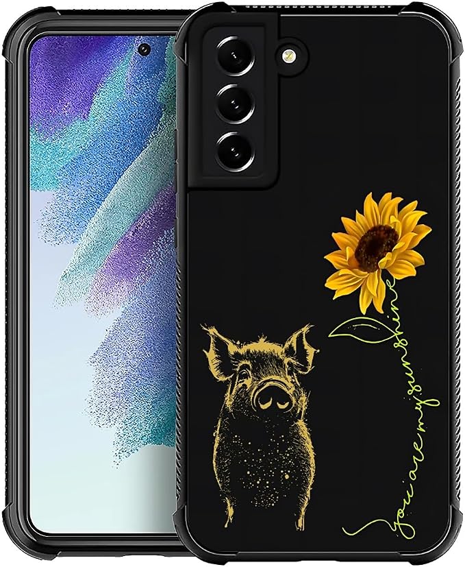 for Samsung Galaxy S21 Case, Pig Sunflower Yellow Sunshine Pattern Graphic by FKBRCL4U