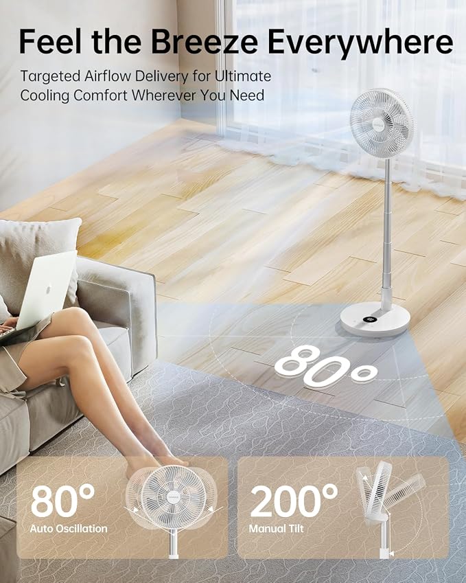 TriPole Oscillating Fan Portable Quiet Standing Fan - Image 4