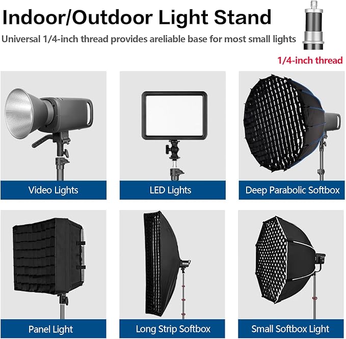 FreeSea Photography Aluminum Light Stand 83in/210cm, Travel Tripod - Image 9