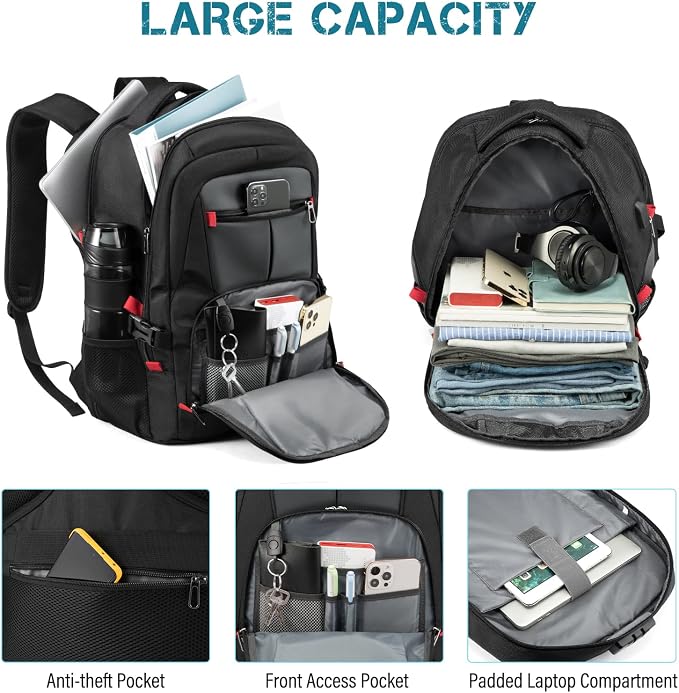 LOVEVOOK 17 inch Travel Laptop Backpack, Waterproof, Anti-Theft - Image 3