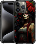 for iPhone 16 Pro Case, Day of The Dead Halloween Woman Pattern Graphic Design by FKBRCL4U