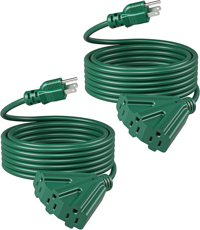 DEWENWILS 25 FT Green Outdoor Tri-Tap Extension Cord Splitter, Halloween by DEWENWILS