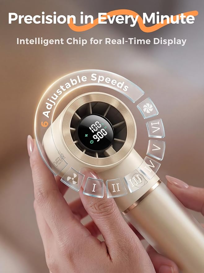 Handheld Portable Fan, 6-Speed Powerful Mini Personal Fan, Rechargeable 5000mAh - Image 4