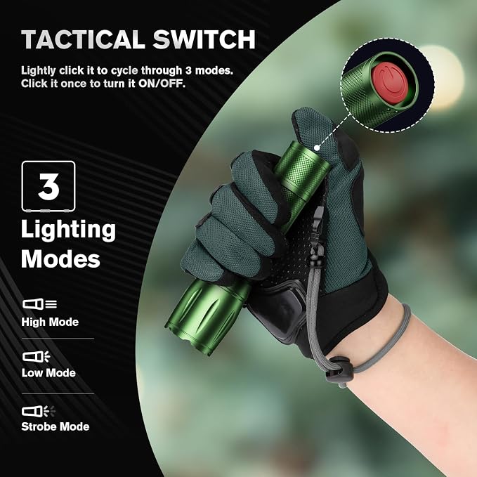 RECHOO LED Flashlight 2 Pack Green, Tactical Flashlights High Lumens - Image 5
