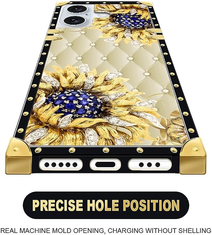 Compatible with iPhone 16 Case, Sunflower Diamonds Leather Luxury Golden - Image 6