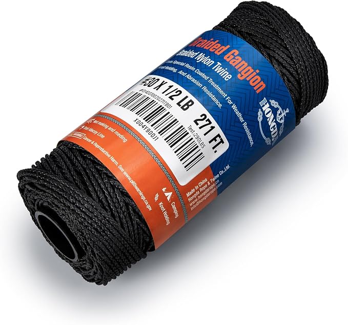 HONGDA Braided Black Nylon String, #30 Tarred Bank Line Twine, 271 Feet Black - Image 5
