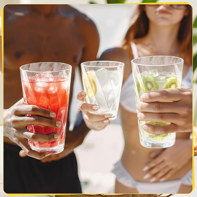 LemonRoad 24 Pack Reusable Plastic Drinking Glasses Set - 20oz & 13.5oz - Image 6