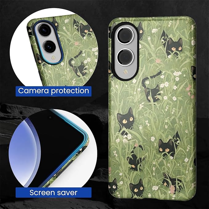 for Samsung Galaxy S25 Edge Case, HL2 Grass Cat Hybrid 2 Layer Hard Shell - Image 4