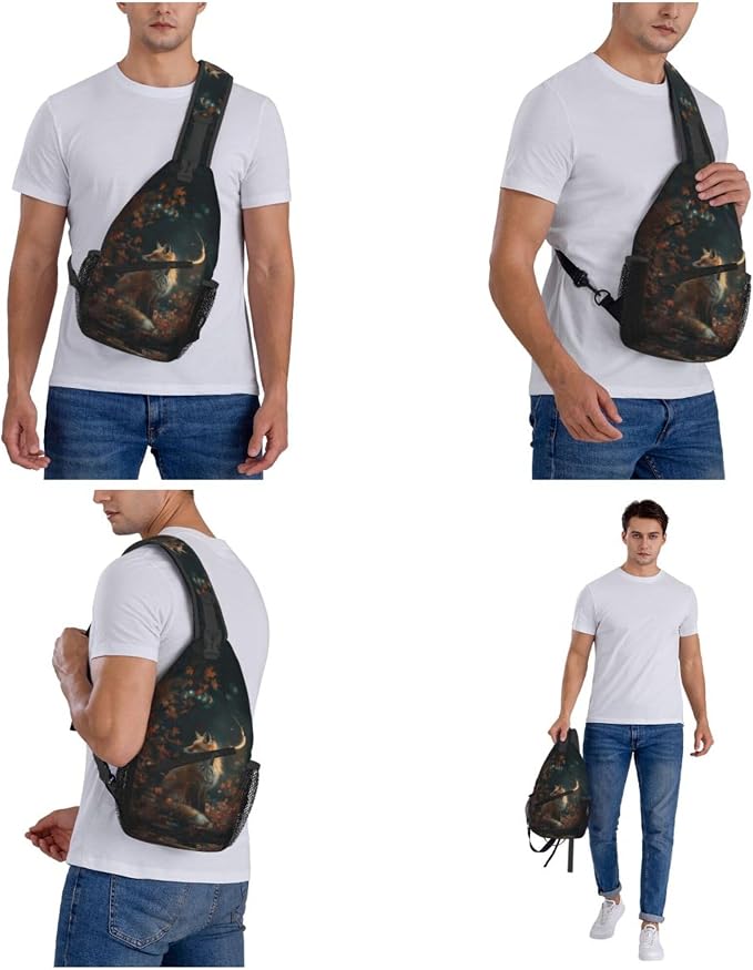 FyLybois Fox Print Sling Bag for Women Lightweight Crossbody Backpack Casual - Image 7