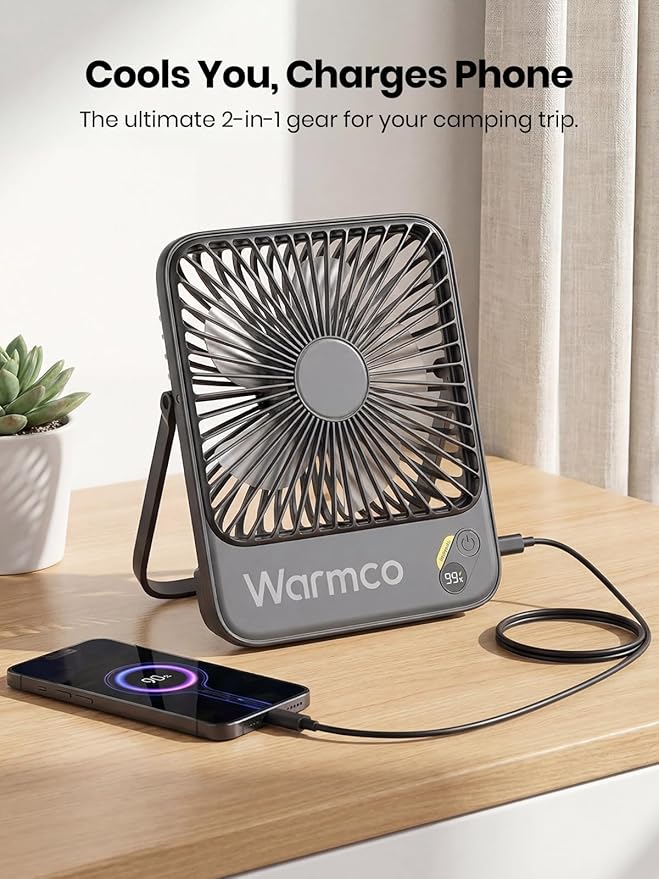 Warmco 10000mAh Portable Travel Fan 7-inch, Max 24H Runtime, Ultra-thin Quiet - Image 6