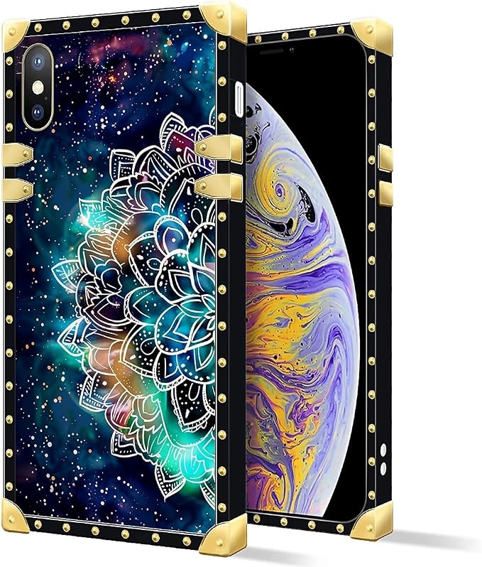 Compatible with iPhone Xs Max Case, Starry Sky Colourful Mandala Luxury Golden - Image 2