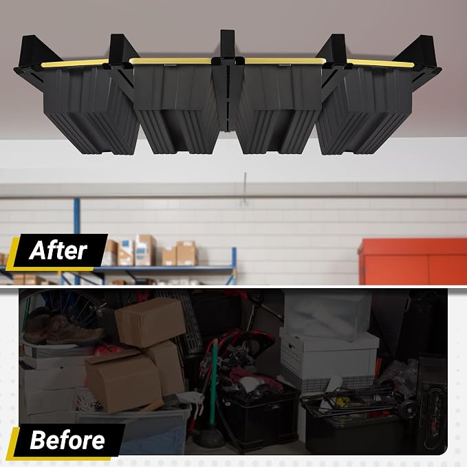 Overhead Garage Storage Rack 4-Bin, Heavy Duty Ceiling Racks w/ 400 LBS Load - Image 7