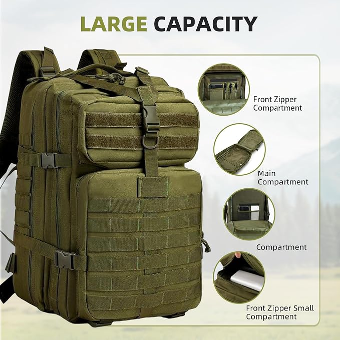aiGear 45L Tactical Backpack for Men, All-Weather Military Assault Rucksack - Image 4