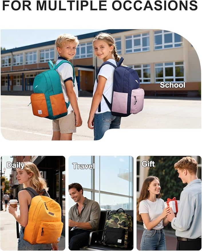 VASCHY Lightweight Backpack for School, Classic Basic Water Resistant Casual - Image 7