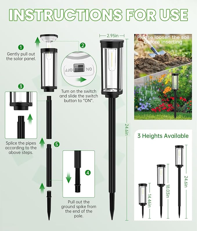 BITPOTT Bright Solar Pathway Lights, 2 Pack Solar Lights Outdoor Waterproof IP65 - Image 7