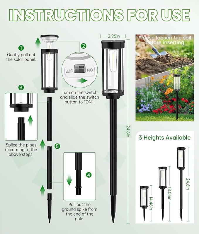 BITPOTT Bright Solar Lights Outdoor 6 Pack, Solar Pathway Lights Waterproof IP65 - Image 7