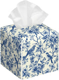 Tissue Box Cover Square, Vintage Floral and Blue Bird Tissue Box Holder by Unknown