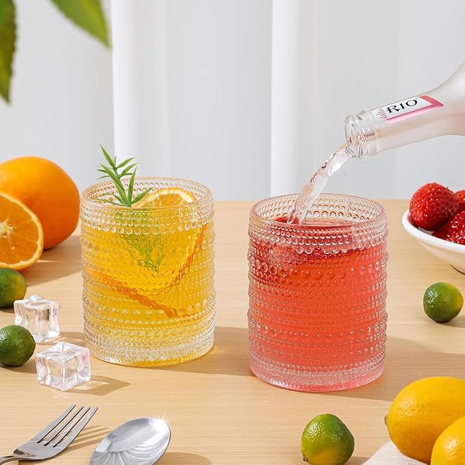 HomeVogue Hobnail Drinking Glasses Set of 6, 12 oz Vintage Glassware Set - Image 5