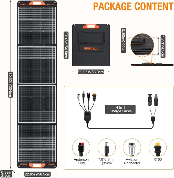 200W Portable Solar Panel for Power Station Generator, 12V/24V Flexible - Image 9