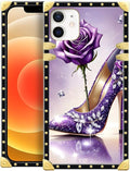 Compatible with iPhone 11 Case, High Heeled Purple Diamond Rose Luxury Golden by Unknown
