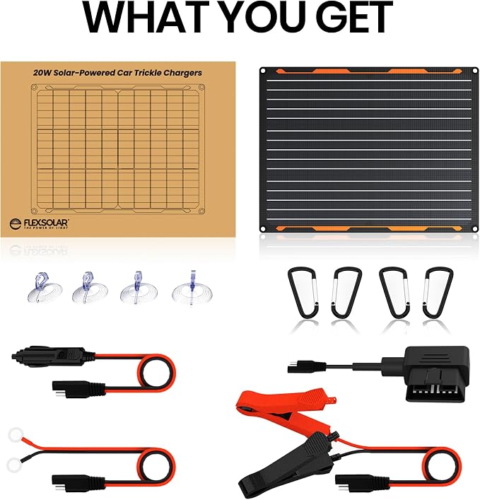 FlexSolar 20W 12V Solar Panel Battery Charger Maintainer Kits Trickle Charger - Image 7
