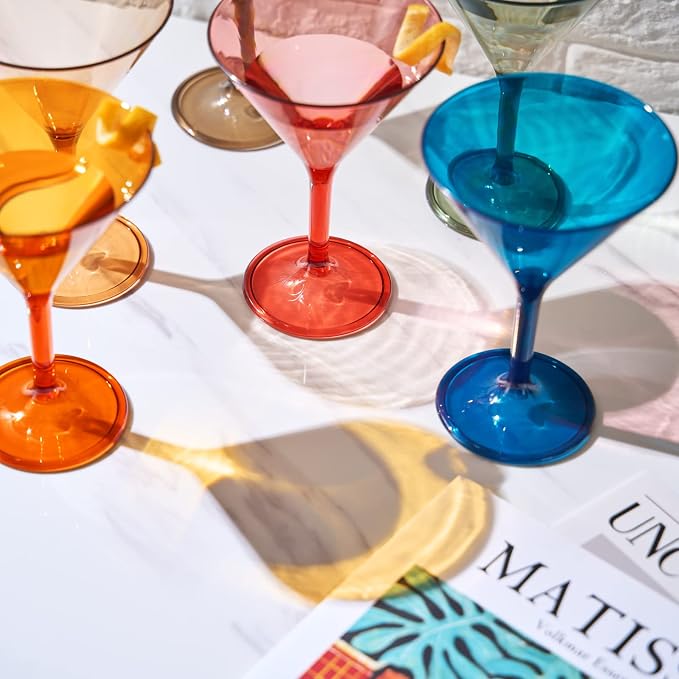 European Style Plastic Crystal Glasses, Unbreakable Martini, Cocktail |Set of - Image 7
