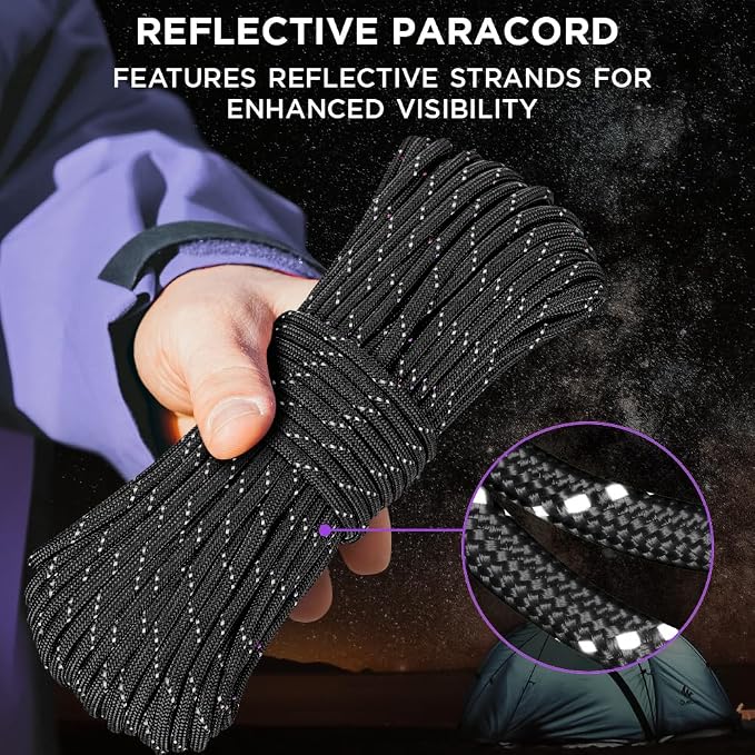 TECEUM Reflective Paracord Rope 1000 – 1000ft/200ft/100ft/50ft – 40+ Colors – - Image 2