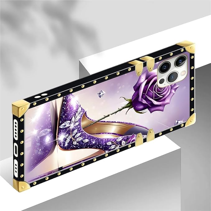 Compatible with iPhone 12 12 Pro Case, High Heeled Purple Diamond Rose Luxury - Image 4