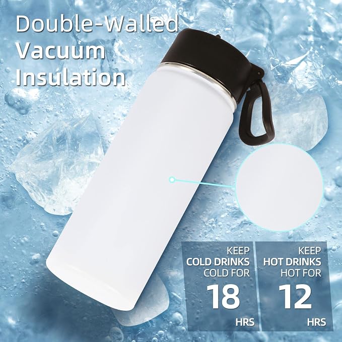 Volhoply 18oz Insulated Water Bottle Bulk 8 Pack, Kids Stainless Steel Water - Image 3