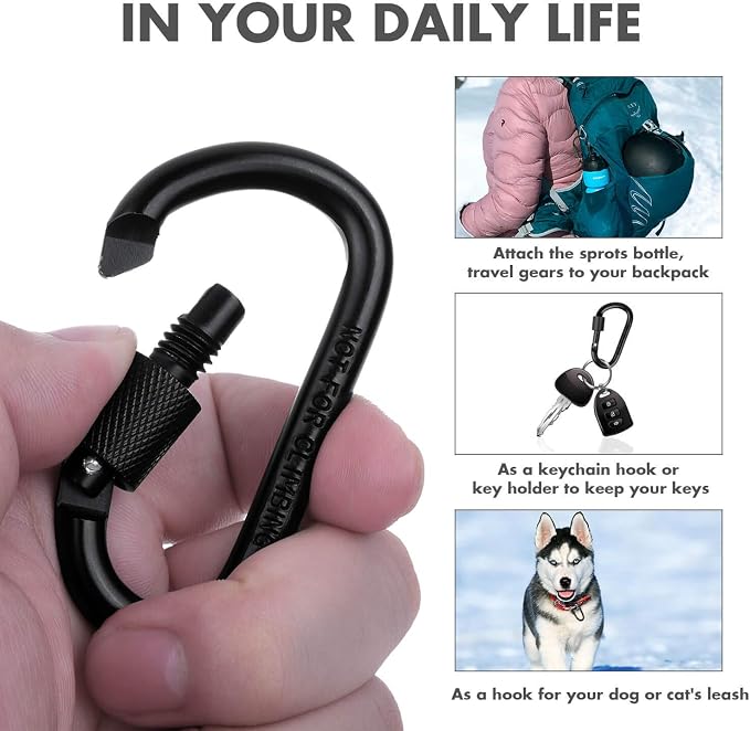 Cridoz Locking Carabiner D Ring Clips - Image 2