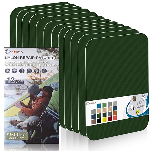 Cahomo 7.9x3.9 inch 12 PCS Nylon Repair Patch Nylon Repair Tape Self Adhesive by Cahomo