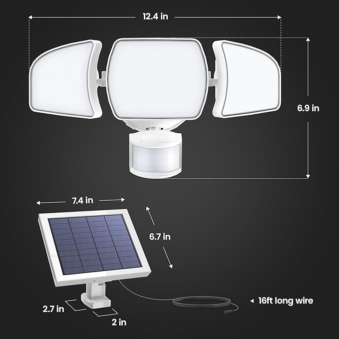 Feit Electric Outdoor LED Triple Head Solar Security Flood Lights - Image 3