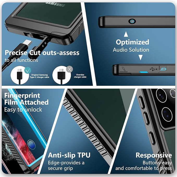 SPIDERCASE Designed for Samsung Galaxy S22 Ultra Case, Waterproof Built-in - Image 5