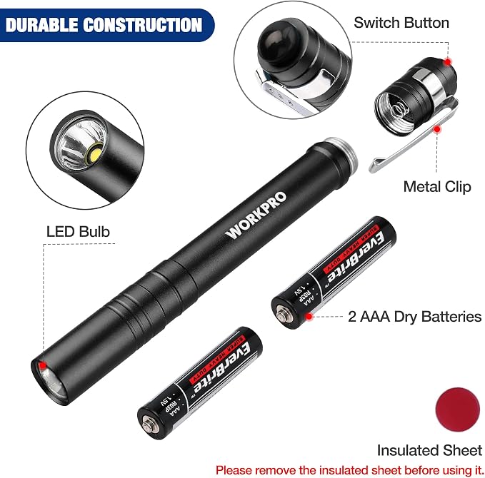 WORKPRO LED Pen Light, Aluminum Pen Flashlights, Pocket Flashlight - Image 4