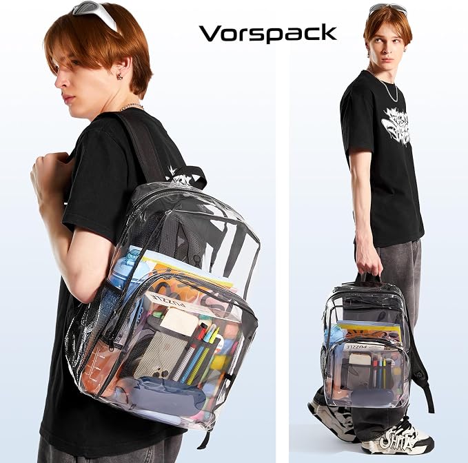 Vorspack Clear Backpack Heavy Duty PVC Transparent Backpack Extra Large Clear - Image 3