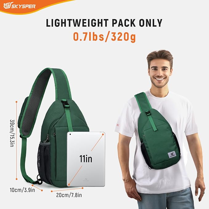 SKYSPER Sling Bag RFID Cross Body Bag Recycled Crossbody Backpack Travel Daypack - Image 2