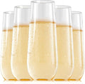 FOCUSLINE 24 Pack 9 Oz Clear Plastic Champagne Flutes, Stemless Plastic by FOCUSLINE