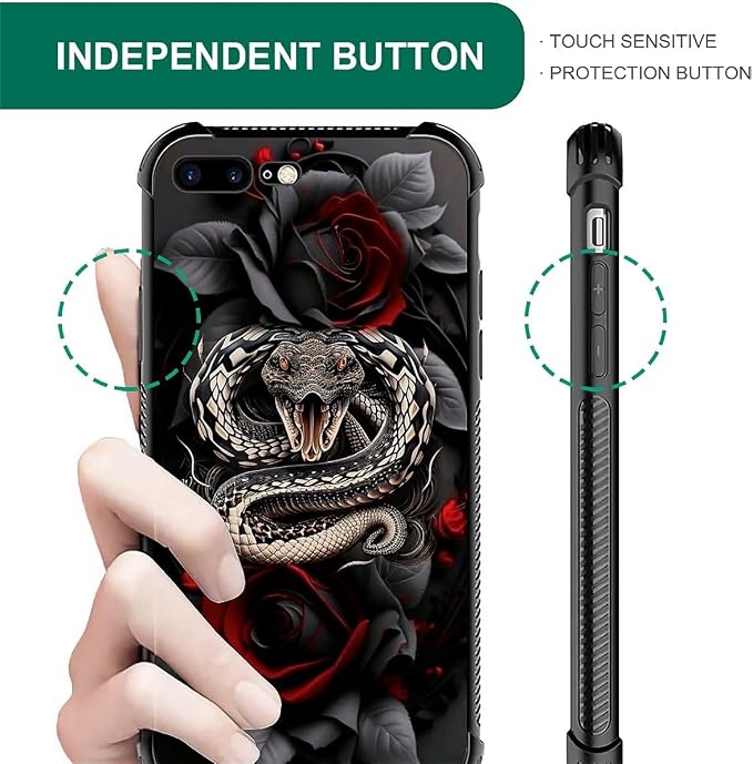 for iPhone 7 Plus/8 Plus Case, Entwined Rose Snake Pattern Graphic Design - Image 7