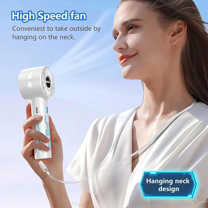 Portable High Speed Mini Handheld Fan, USB Rechargeable Neck Personal Mini Fan - Image 6