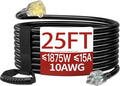 25 FT 10 Gauge Extension Cord Outdoor, Heavy Duty Weatherproof & Flame by Skrizcable