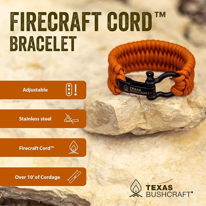 Texas Bushcraft Firecraft Cord Survival Bracelet – Paracord Bracelet - Image 4