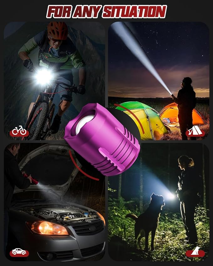 Victoper Pink Rechargeabe Flashlight 2 Pack, High Lumens 5 Modes LED Bright - Image 9