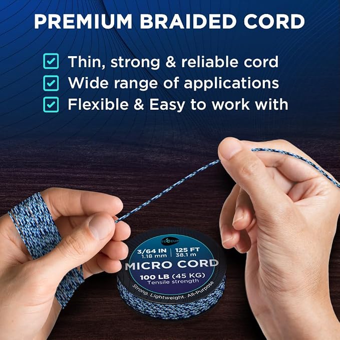 TECEUM Micro Paracord – 1.18 mm X 125 ft – Micro Utility Cord – Thin Braided - Image 3